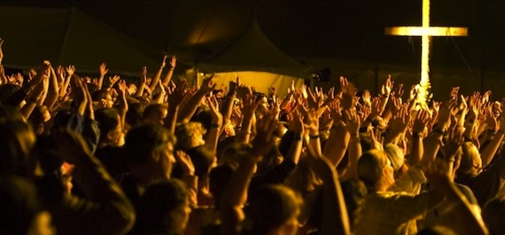 Crowd Worshiping Jesus